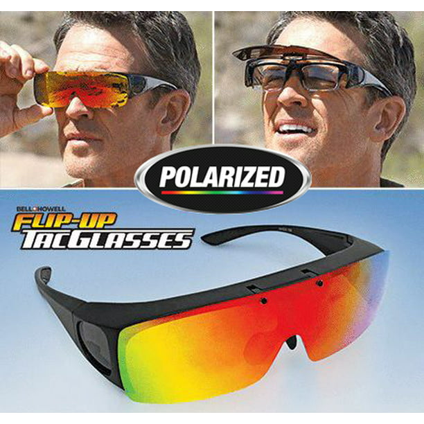 Bell Howell Flip Up Glasses Driving Polarized Lens Over Sunglasses Night Vision